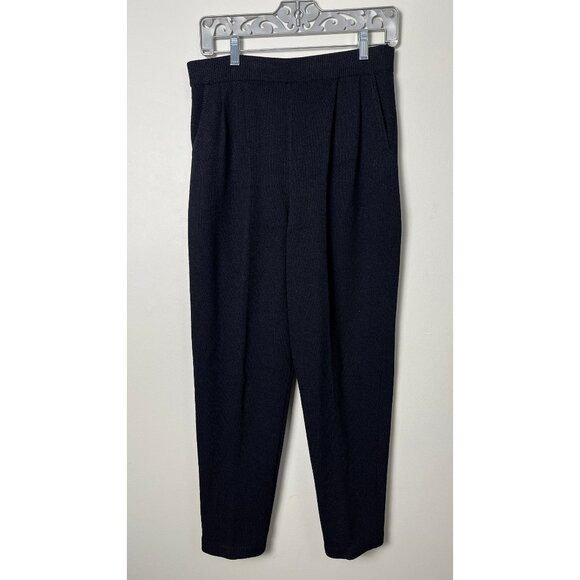 ST. JOHN SEPARATES BLACK SANTANA KNIT TAPERED BLACK PANTS 8 - Picture 1 of 7